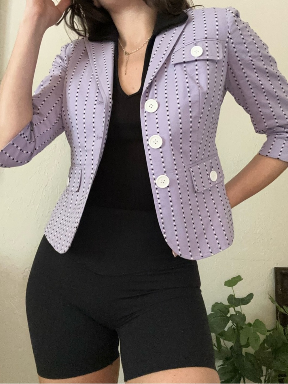 LOFT Lilac Dotted Tailored Blazer
